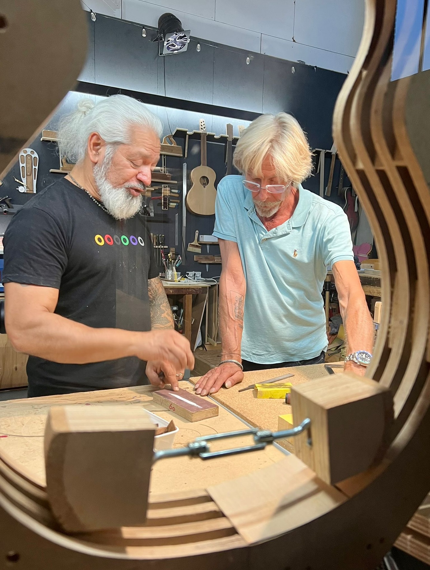 Teaching…… this student is in the final stages completing his Ramirez 1912 inspired classical Spanish guitar….