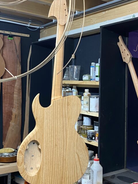 F..ng rocking and rolling.. Marc’s bigsby inspired guitar in the final stage. Started oiling.  Installing hardware in a few weeks!!!!